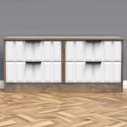 Crowndale New York 4 Drawer White Matt and Vintage Oak Chest of Drawers Ready Assembled - Wilko - thumbnail 1