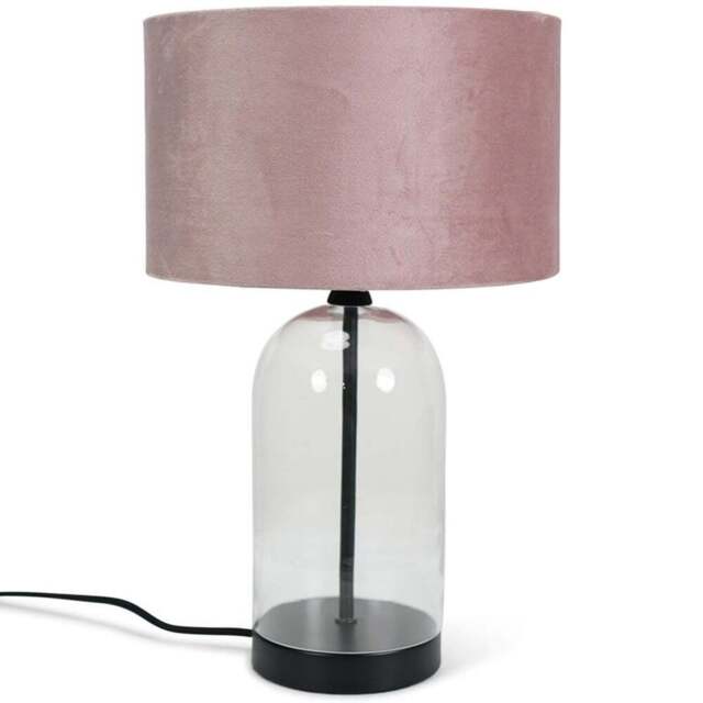 ValueLights Jessy Black and Blush Pink Velvet Shade Glass LED Table Lamp - Size: 45 x 25 x 25cm - Wilko - image 1
