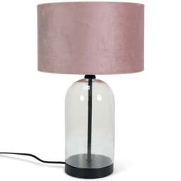 ValueLights Jessy Black and Blush Pink Velvet Shade Glass LED Table Lamp - Size: 45 x 25 x 25cm - Wilko