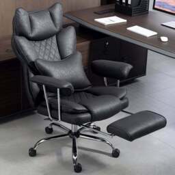 HOMCOM Black Leathaire High Back Desk Chair - Size: 128 x 76 x 80cm - Wilko