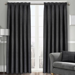 Velosso Westwood Black Curtains 168 x 189cm - Size: W 168 x D 189cm - Wilko
