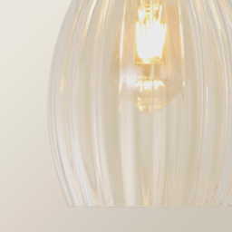 ValueLights Cheltenham Ribbed Shade Matte Black Ceiling Pendant Light with Bulb - Size: 132.5 x 17 x 17cm - Wilko - thumbnail 5