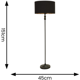ValueLights Maggie Black and Metallic Gold Shade Black Metal Candlestick Floor Lamp - Size: 151 x 45 x 45cm - Wilko - thumbnail 7