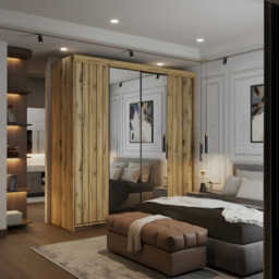 Sliding Wardrobes 4U 2 Sliding Door Oak Modern Silver Trim Mirrored Wardrobe 200cm - Size: 2 Door - Brown - Wilko - thumbnail 4