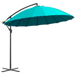 Outsunny Turquoise Crank Handle Cantilever Shanghai Parasol with Cross Base 3m - Green - Wilko - thumbnail 1