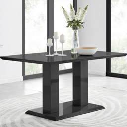 Furniturebox Molini Solara 6 Seater Dining Set Black Gloss and Cappuccino - Brown - Wilko - thumbnail 3