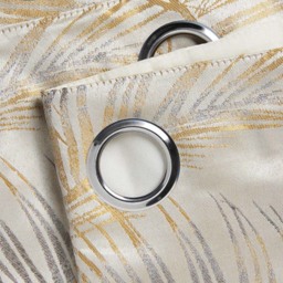 Alan Symonds Dupion Ochre Fern Jacquard Ring Top Eyelet Curtains 229 x 183cm - Size: W 229 x D 183cm - Wilko - thumbnail 5