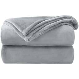 Velosso Silver Flannel Faux Mink Throw 150 x 200cm - Size: 150 x 200 x 1cm - Wilko