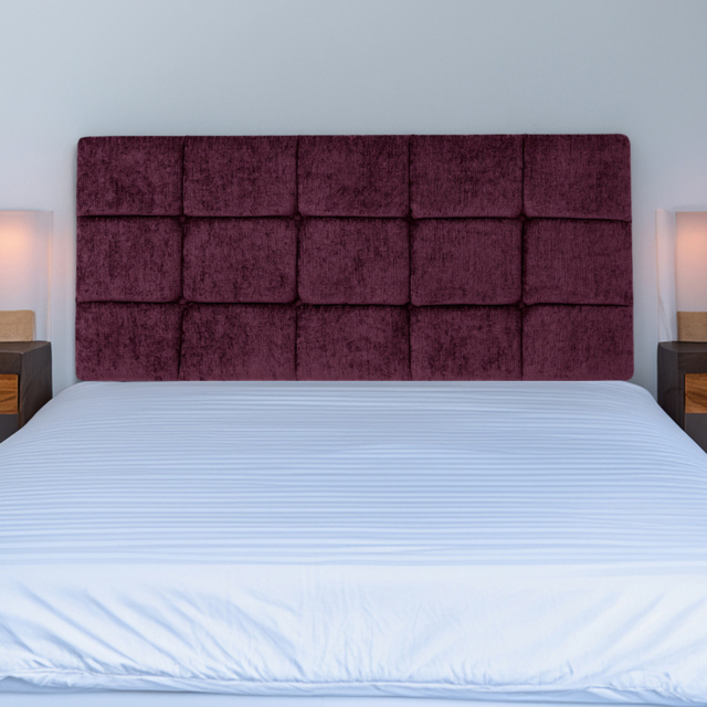 Bedmaster Pearl King Size Aubergine Chenille Squared Headboard - Purple - Wilko - image 1