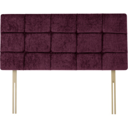 Bedmaster Pearl King Size Aubergine Chenille Squared Headboard - Purple - Wilko - thumbnail 3