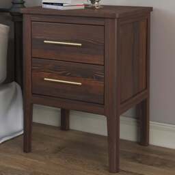 Carbini 2 Drawer Brown Bedside Table - Wilko - thumbnail 1