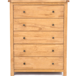 Cabinet Bits Lugo 5 Drawer Brown Brass Knob Chest of Drawers - Wilko - thumbnail 3