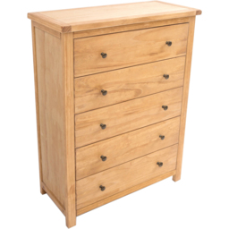 Cabinet Bits Lugo 5 Drawer Brown Brass Knob Chest of Drawers - Wilko - thumbnail 5
