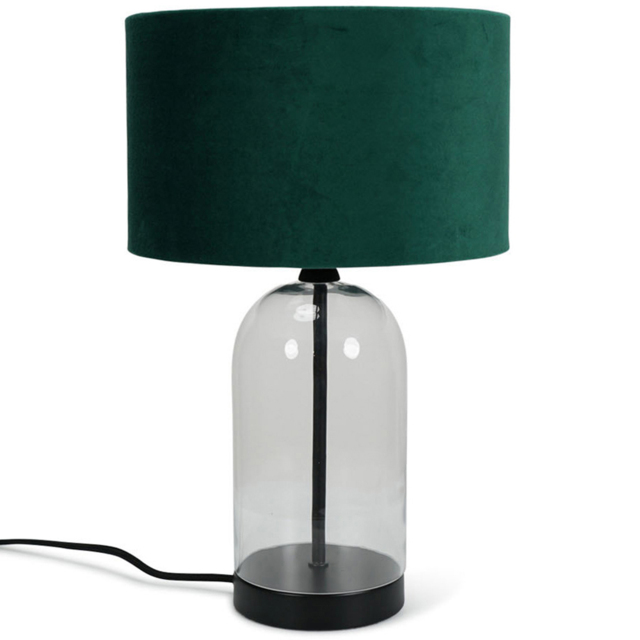 ValueLights Jessy Black and Forest Green Velvet Shade Glass LED Table Lamp - Size: 45 x 25 x 25cm - Wilko - image 1