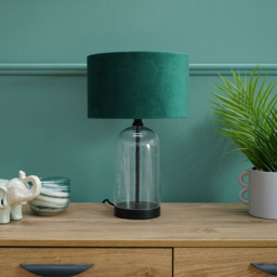 ValueLights Jessy Black and Forest Green Velvet Shade Glass LED Table Lamp - Size: 45 x 25 x 25cm - Wilko - thumbnail 3