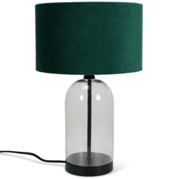 ValueLights Jessy Black and Forest Green Velvet Shade Glass LED Table Lamp - Size: 45 x 25 x 25cm - Wilko