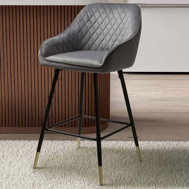 Savanna Grey Brushed Velvet Bar Stool Set of 2 - Size: 54 x 52 x 96cm - Wilko - image 1