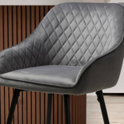 Savanna Grey Brushed Velvet Bar Stool Set of 2 - Size: 54 x 52 x 96cm - Wilko - thumbnail 3