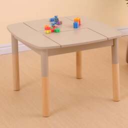 FurnitureHMD Natural and Grey Kids Wooden Storage Desk - Size: 47 x 65 x 65cm - Grey+Natural - Wilko