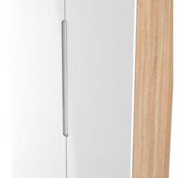 Crowndale Milan 2 Door White Gloss and Bardolino Oak Tall Wardrobe Ready Assembled - White Gloss & Bardolino Oak - Wilko - thumbnail 6