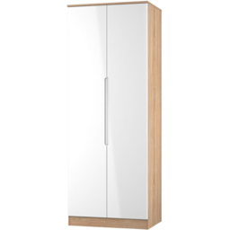 Crowndale Milan 2 Door White Gloss and Bardolino Oak Tall Wardrobe Ready Assembled - White Gloss & Bardolino Oak - Wilko - thumbnail 5