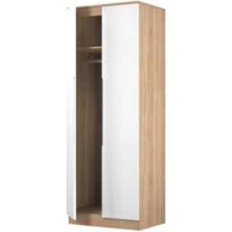 Crowndale Milan 2 Door White Gloss and Bardolino Oak Tall Wardrobe Ready Assembled - White Gloss & Bardolino Oak - Wilko - thumbnail 7