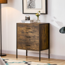 VIDA DESIGNS Brooklyn 3 Drawer Dark Wood Rustic Metal Frame Chest of Drawers - Brown - Wilko - thumbnail 5