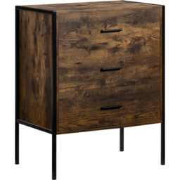 VIDA DESIGNS Brooklyn 3 Drawer Dark Wood Rustic Metal Frame Chest of Drawers - Brown - Wilko - thumbnail 3