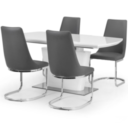 Julian Bowen Como 4 Seater High Gloss Table Set White and Grey - Wilko - thumbnail 3