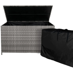 MonsterShop 9 Seater Grey Rattan Corner Lounge Set with Cushion Storage Box - Wilko - thumbnail 4