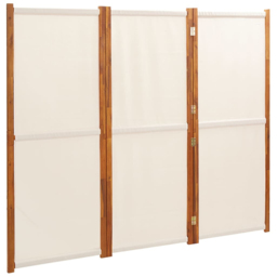 vidaXL Cream White 3 Panel Room Divider 210 x 180cm - Size: 3 Panels - Wilko