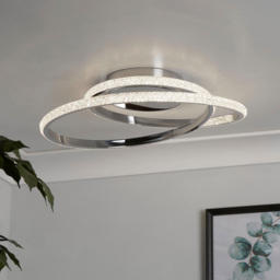 Lighting Collection Furness Chrome Acrylic Crystal LED Ceiling Flush Light - Size: 52 x 7 x 52cm - Chrome and Clear - Wilko - thumbnail 3