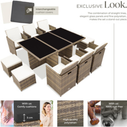 tectake New York 10 Seater Garden Dining Table Set Nature - Brown - Wilko - thumbnail 4