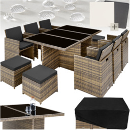 tectake New York 10 Seater Garden Dining Table Set Nature - Brown - Wilko - thumbnail 3