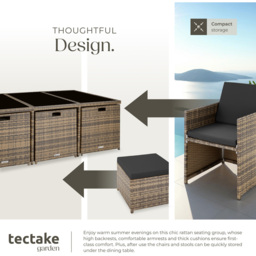 tectake New York 10 Seater Garden Dining Table Set Nature - Brown - Wilko - thumbnail 5