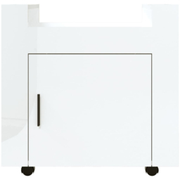 vidaXL Single Door Single Shelf High Gloss White Wooden Desk Trolley - Size: 60 x 60 x 45cm - Wilko - thumbnail 7