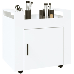 vidaXL Single Door Single Shelf High Gloss White Wooden Desk Trolley - Size: 60 x 60 x 45cm - Wilko - thumbnail 4