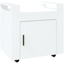 vidaXL Single Door Single Shelf High Gloss White Wooden Desk Trolley - Size: 60 x 60 x 45cm - Wilko - thumbnail 3