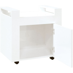vidaXL Single Door Single Shelf High Gloss White Wooden Desk Trolley - Size: 60 x 60 x 45cm - Wilko - thumbnail 5