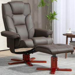 Portland Brown Recliner Armchair with Footstool - Size: Single - Wilko