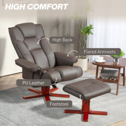 Portland Brown Recliner Armchair with Footstool - Size: Single - Wilko - thumbnail 7