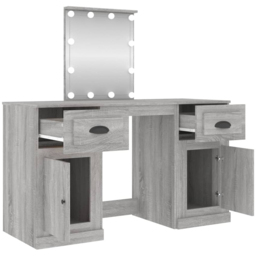 vidaXL 2 Door 2 Drawer Grey Sonoma Dressing Table with LED Mirror - Size: 132.5 x 130 x 50cm - Wilko - thumbnail 4