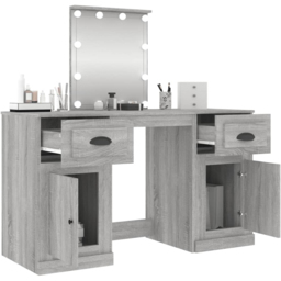 vidaXL 2 Door 2 Drawer Grey Sonoma Dressing Table with LED Mirror - Size: 132.5 x 130 x 50cm - Wilko - thumbnail 6