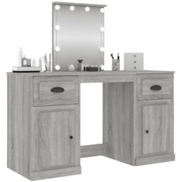 vidaXL 2 Door 2 Drawer Grey Sonoma Dressing Table with LED Mirror - Size: 132.5 x 130 x 50cm - Wilko - thumbnail 5