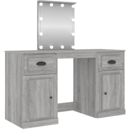 vidaXL 2 Door 2 Drawer Grey Sonoma Dressing Table with LED Mirror - Size: 132.5 x 130 x 50cm - Wilko - thumbnail 3