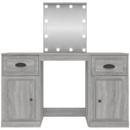 vidaXL 2 Door 2 Drawer Grey Sonoma Dressing Table with LED Mirror - Size: 132.5 x 130 x 50cm - Wilko - thumbnail 7