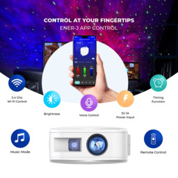 Ener-J Smart Multicolour Star Projector Lamp with Music Function 240V - Size: 7 x 16 x 16cm - Wilko - thumbnail 5