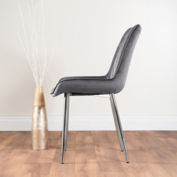 Furniturebox Lucia Cesano 6 Seater Dining Set Grey Gloss Grey and Chrome - Wilko - thumbnail 5