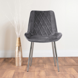 Furniturebox Lucia Cesano 6 Seater Dining Set Grey Gloss Grey and Chrome - Wilko - thumbnail 4
