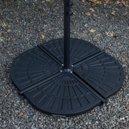 Samuel Alexander 4 Person Round Glass Top Garden Dining Set with Grey Banana Parasol - Size: 4 Seater - Black - Wilko - thumbnail 6